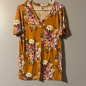 Niloufo Floral V-Neck Women’s Top Size Large